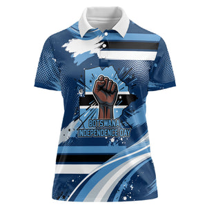 Botswana Independence Day Women Polo Shirt Raised Fist Map Graphic With National Coat Of Arms