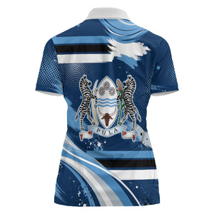 Botswana Independence Day Women Polo Shirt Raised Fist Map Graphic With National Coat Of Arms