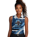 Botswana Independence Day Women Sleeveless Polo Shirt Raised Fist Map Graphic With National Coat Of Arms