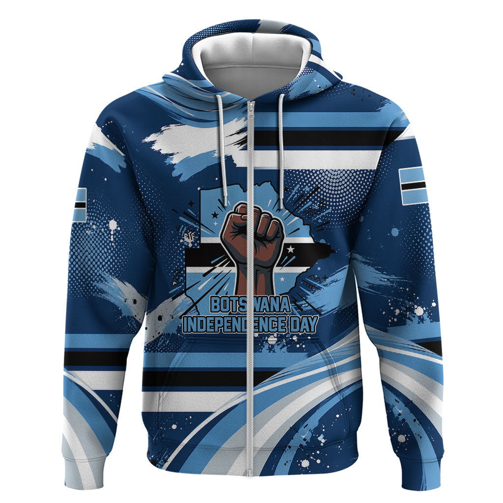 Botswana Independence Day Zip Hoodie Raised Fist Map Graphic With National Coat Of Arms