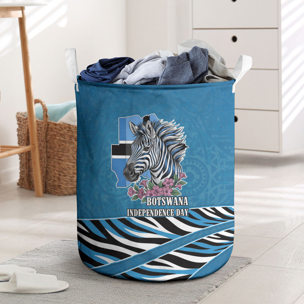 Botswana Independence Day Laundry Basket Flying Dove Graphic Zebra Portrait Flag Map