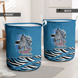 Botswana Independence Day Laundry Basket Flying Dove Graphic Zebra Portrait Flag Map