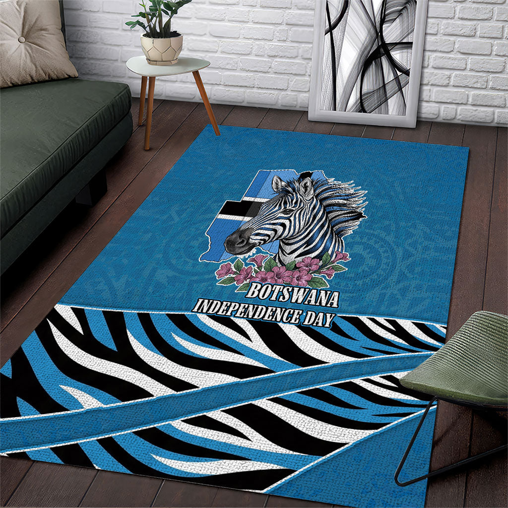 Botswana Independence Day Area Rug Flying Dove Graphic Zebra Portrait Flag Map