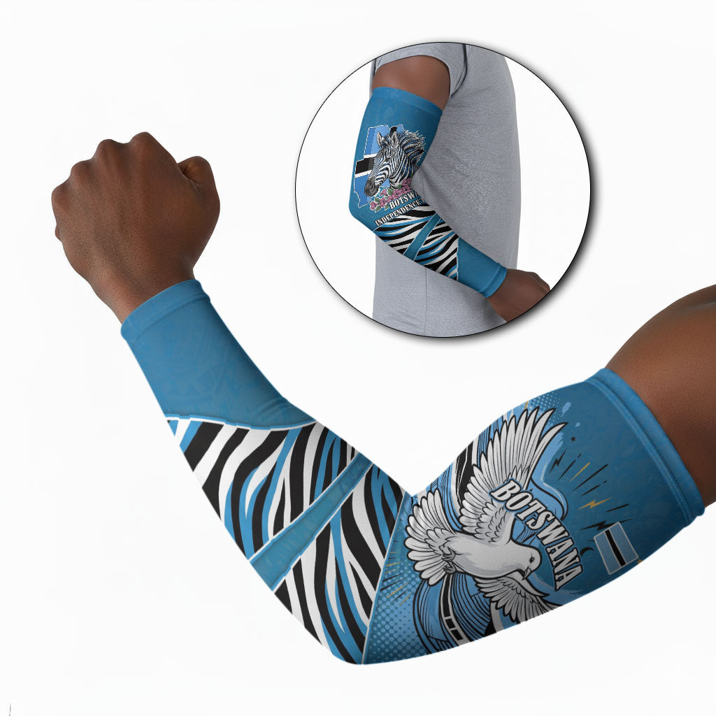 Botswana Independence Day Arm Sleeves Flying Dove Graphic Zebra Portrait Flag Map