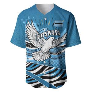 Botswana Independence Day Baseball Jersey Flying Dove Graphic Zebra Portrait Flag Map