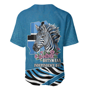 Botswana Independence Day Baseball Jersey Flying Dove Graphic Zebra Portrait Flag Map