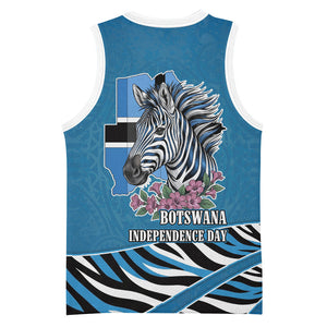 Botswana Independence Day Basketball Jersey Flying Dove Graphic Zebra Portrait Flag Map