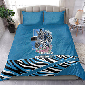 Botswana Independence Day Bedding Set Flying Dove Graphic Zebra Portrait Flag Map