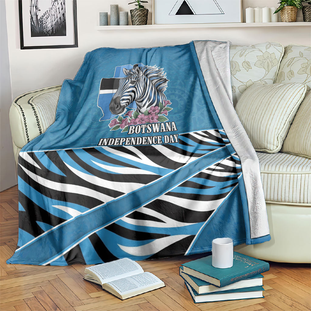 Botswana Independence Day Blanket Flying Dove Graphic Zebra Portrait Flag Map