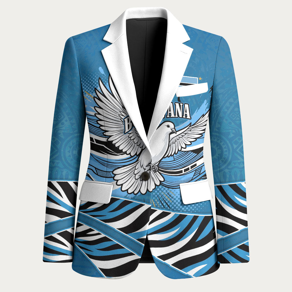 Botswana Independence Day Blazer Flying Dove Graphic Zebra Portrait Flag Map