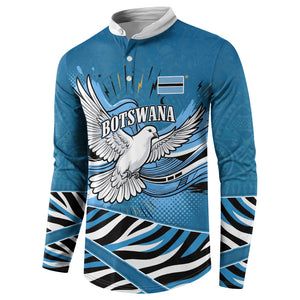 Botswana Independence Day Button Sweatshirt Flying Dove Graphic Zebra Portrait Flag Map