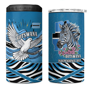 Botswana Independence Day 4 in 1 Can Cooler Tumbler Flying Dove Graphic Zebra Portrait Flag Map