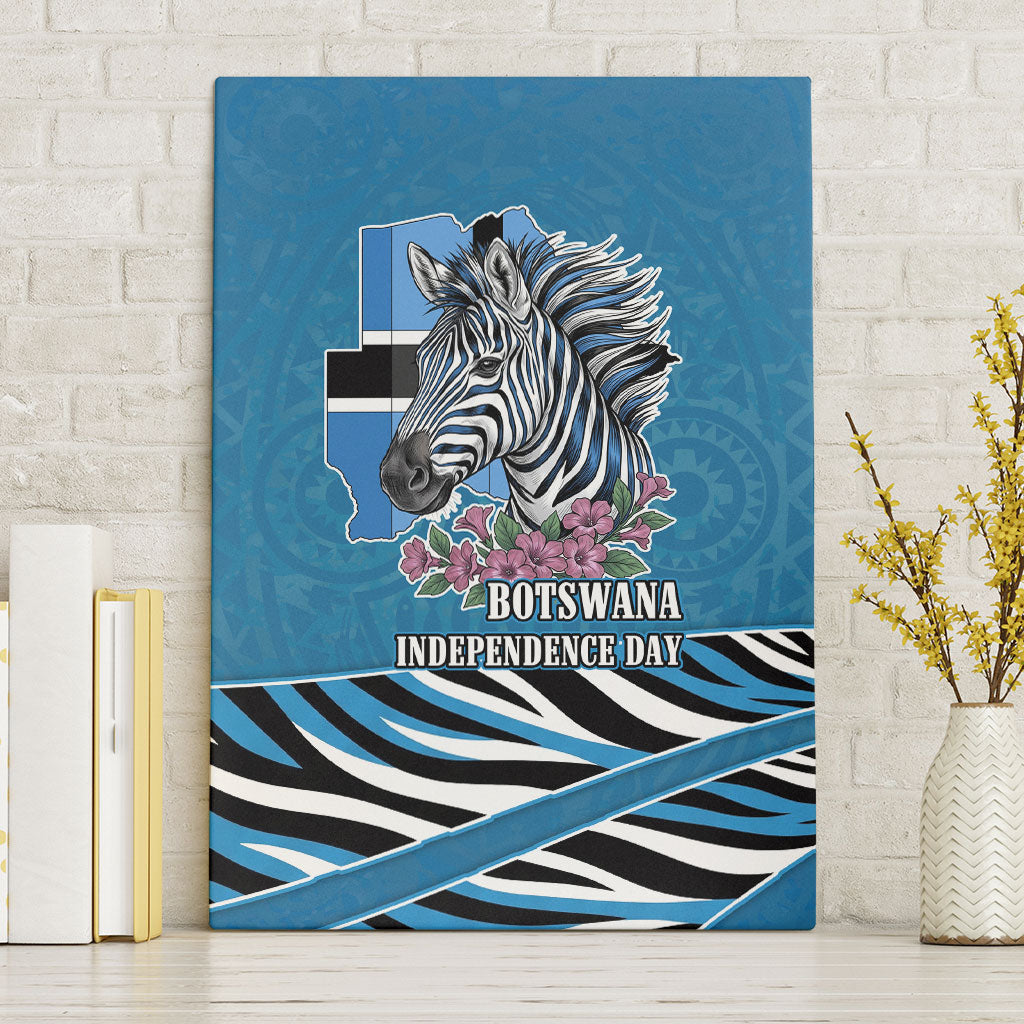 Botswana Independence Day Canvas Wall Art Flying Dove Graphic Zebra Portrait Flag Map