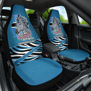 Botswana Independence Day Car Seat Cover Flying Dove Graphic Zebra Portrait Flag Map