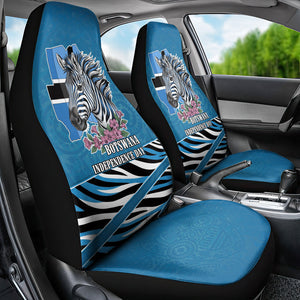 Botswana Independence Day Car Seat Cover Flying Dove Graphic Zebra Portrait Flag Map