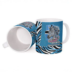 Botswana Independence Day Ceramic Mug Flying Dove Graphic Zebra Portrait Flag Map