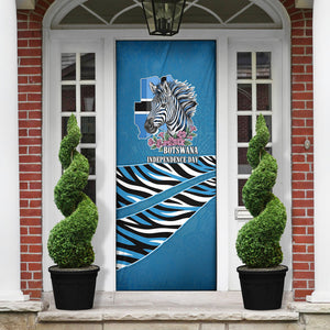 Botswana Independence Day Door Cover Flying Dove Graphic Zebra Portrait Flag Map