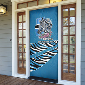 Botswana Independence Day Door Cover Flying Dove Graphic Zebra Portrait Flag Map
