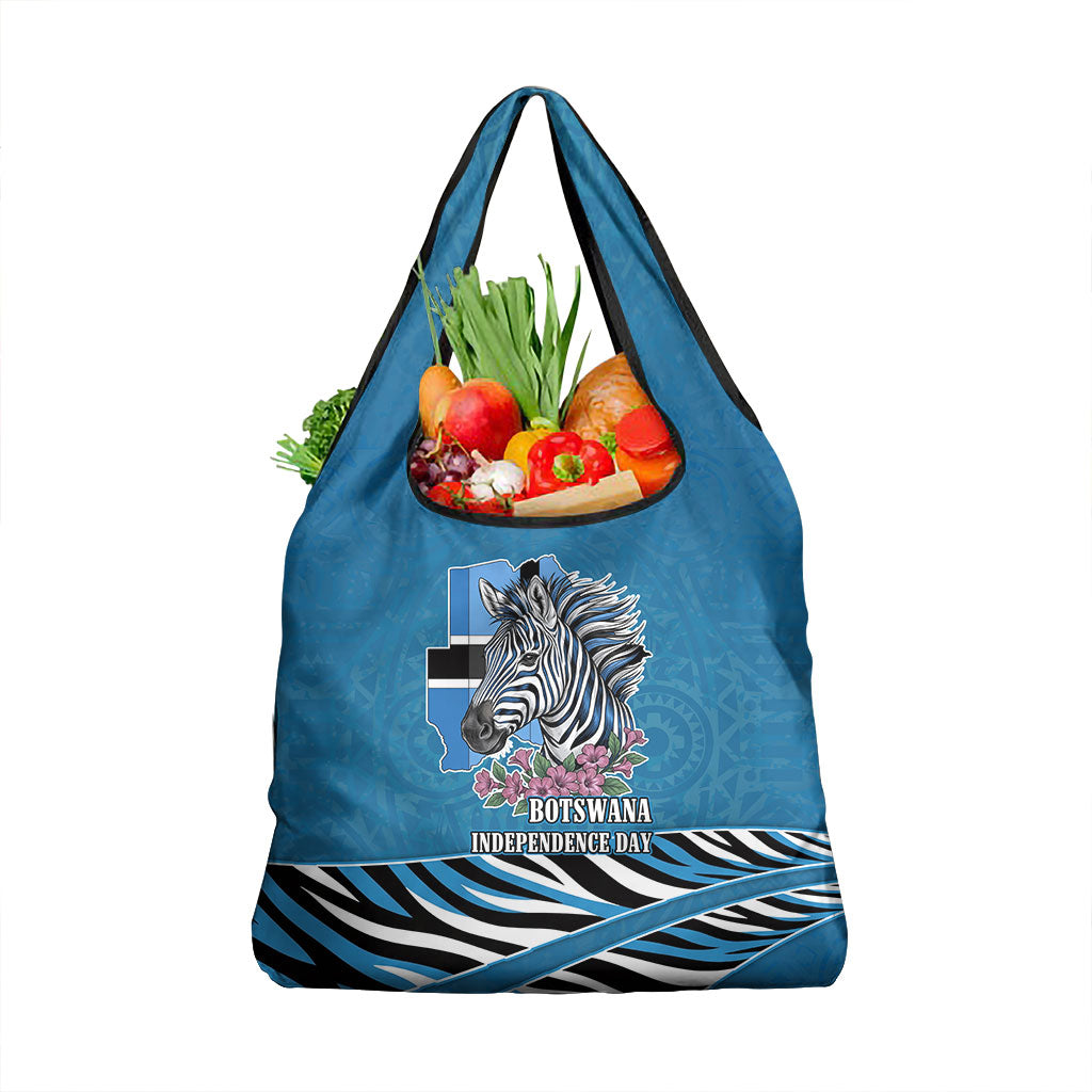 Botswana Independence Day Grocery Bag Flying Dove Graphic Zebra Portrait Flag Map
