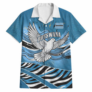 Botswana Independence Day Hawaiian Shirt Flying Dove Graphic Zebra Portrait Flag Map