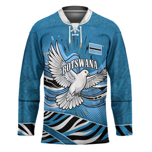 Botswana Independence Day Hockey Jersey Flying Dove Graphic Zebra Portrait Flag Map
