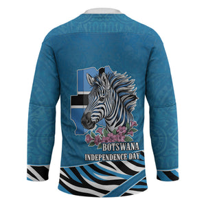 Botswana Independence Day Hockey Jersey Flying Dove Graphic Zebra Portrait Flag Map