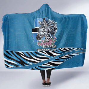 Botswana Independence Day Hooded Blanket Flying Dove Graphic Zebra Portrait Flag Map