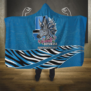 Botswana Independence Day Hooded Blanket Flying Dove Graphic Zebra Portrait Flag Map