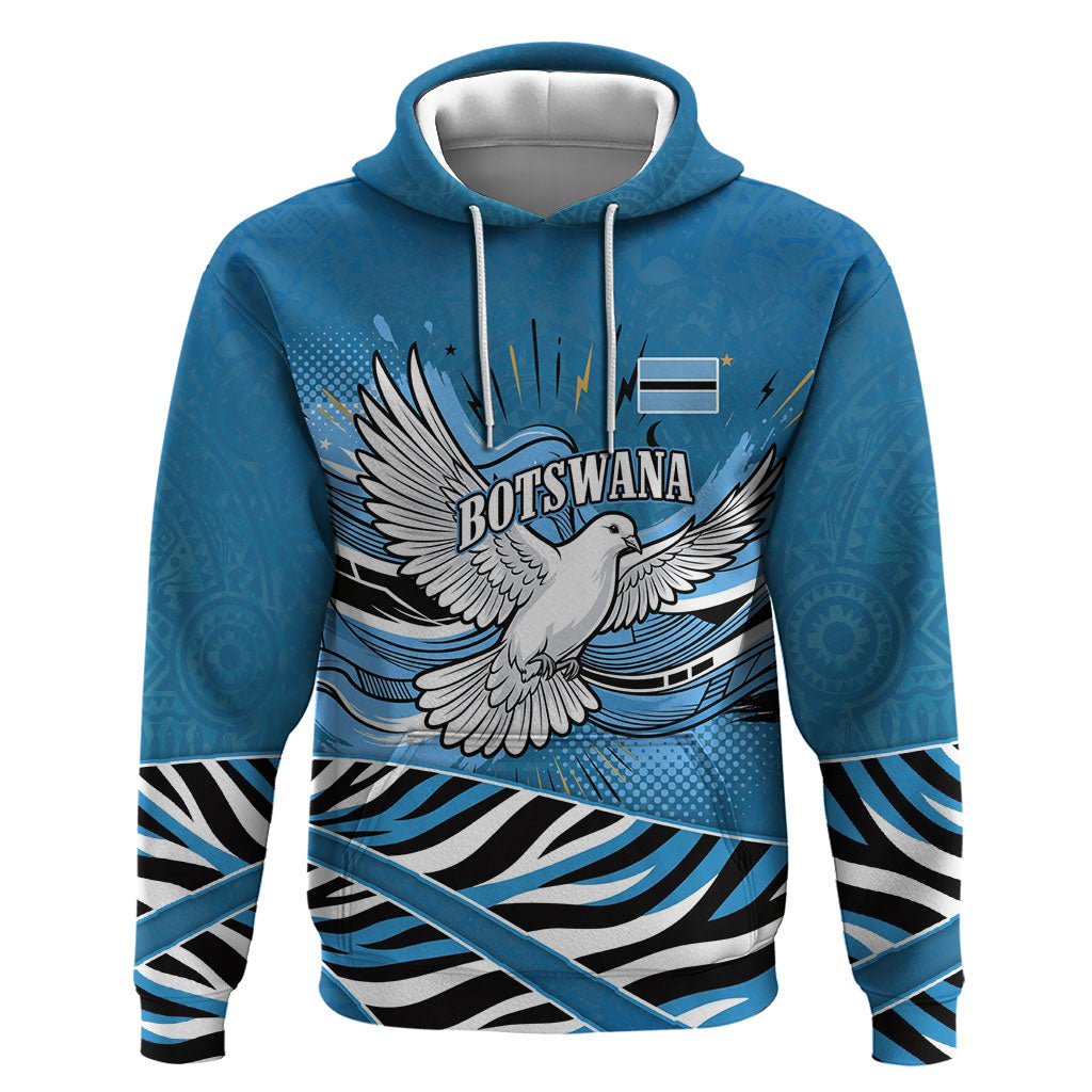Botswana Independence Day Hoodie Flying Dove Graphic Zebra Portrait Flag Map