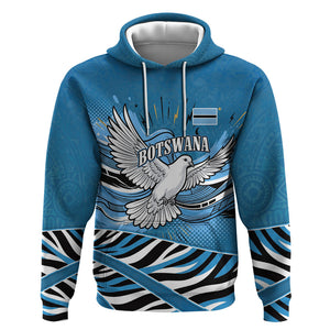 Botswana Independence Day Hoodie Flying Dove Graphic Zebra Portrait Flag Map