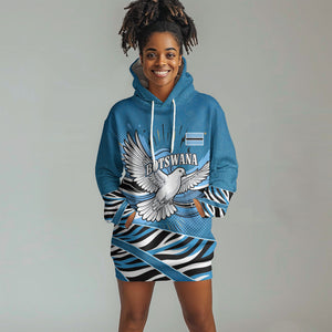Botswana Independence Day Hoodie Dress Flying Dove Graphic Zebra Portrait Flag Map