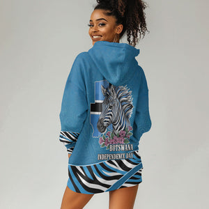 Botswana Independence Day Hoodie Dress Flying Dove Graphic Zebra Portrait Flag Map