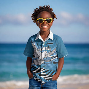 Botswana Independence Day Kid Hawaiian Shirt Flying Dove Graphic Zebra Portrait Flag Map