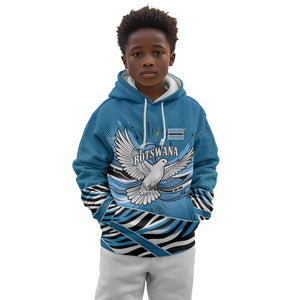 Botswana Independence Day Kid Hoodie Flying Dove Graphic Zebra Portrait Flag Map