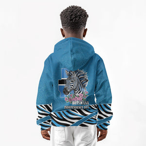 Botswana Independence Day Kid Hoodie Flying Dove Graphic Zebra Portrait Flag Map