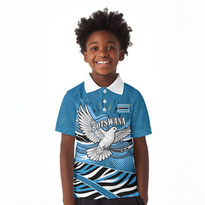Botswana Independence Day Kid Polo Shirt Flying Dove Graphic Zebra Portrait Flag Map