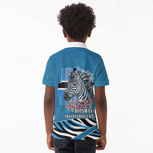 Botswana Independence Day Kid Polo Shirt Flying Dove Graphic Zebra Portrait Flag Map