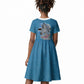 Botswana Independence Day Kid Short Sleeve Dress Flying Dove Graphic Zebra Portrait Flag Map