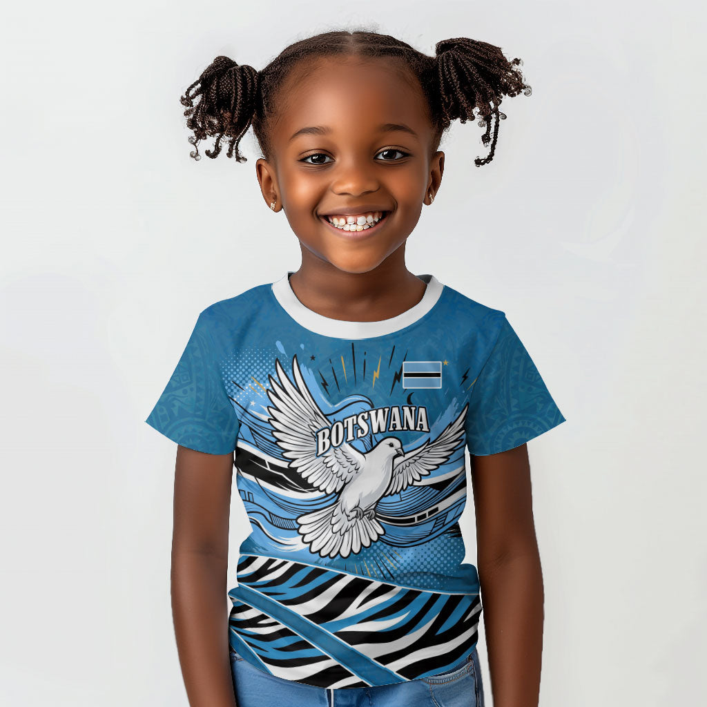 Botswana Independence Day Kid T shirt Flying Dove Graphic Zebra Portrait Flag Map
