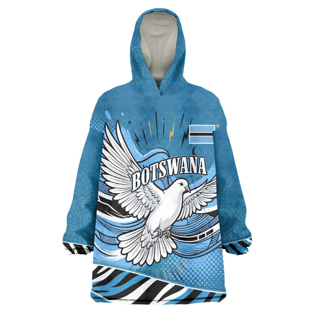 Botswana Independence Day Kid Wearable Blanket Hoodie Flying Dove Graphic Zebra Portrait Flag Map