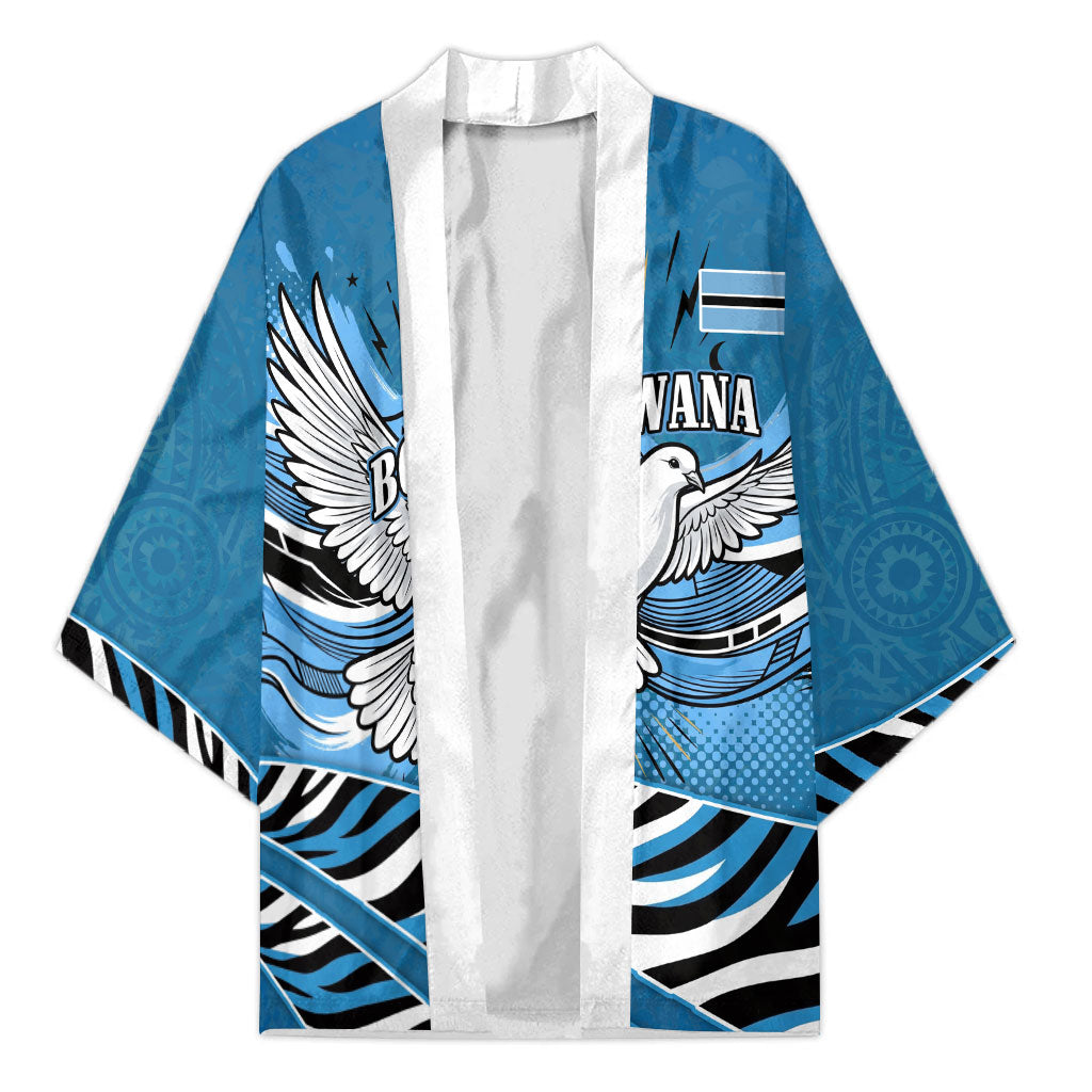 Botswana Independence Day Kimono Flying Dove Graphic Zebra Portrait Flag Map