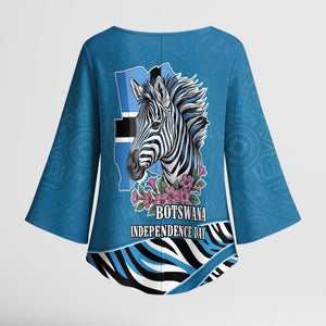 Botswana Independence Day Kimono Sleeve Blouse Flying Dove Graphic Zebra Portrait Flag Map