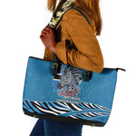 Botswana Independence Day Leather Tote Bag Flying Dove Graphic Zebra Portrait Flag Map