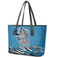 Botswana Independence Day Leather Tote Bag Flying Dove Graphic Zebra Portrait Flag Map