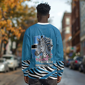 Botswana Independence Day Long Sleeve Shirt Flying Dove Graphic Zebra Portrait Flag Map