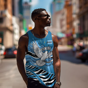 Botswana Independence Day Men Tank Top Flying Dove Graphic Zebra Portrait Flag Map