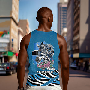 Botswana Independence Day Men Tank Top Flying Dove Graphic Zebra Portrait Flag Map