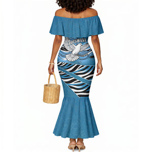 Botswana Independence Day Mermaid Dress Flying Dove Graphic Zebra Portrait Flag Map