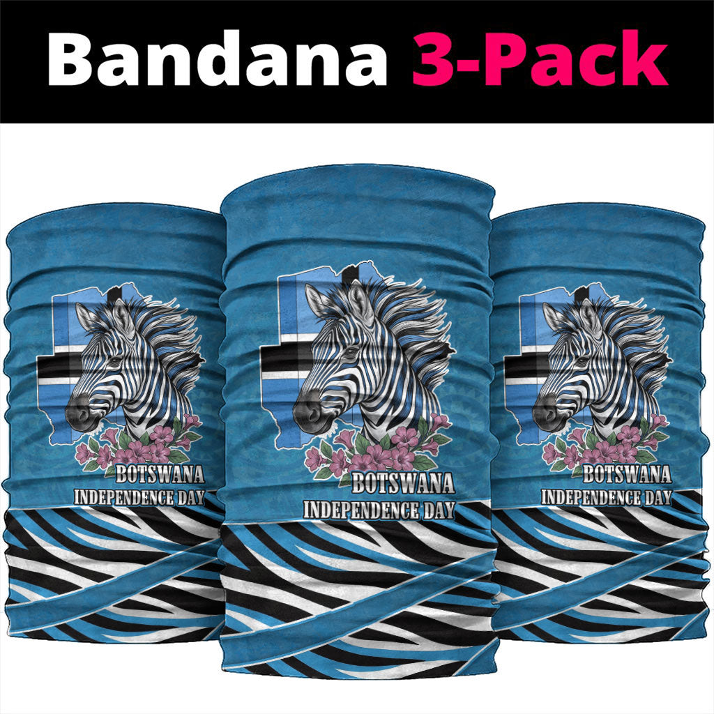 Botswana Independence Day Neck Gaiter Flying Dove Graphic Zebra Portrait Flag Map