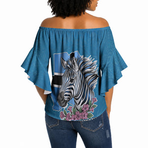 Botswana Independence Day Off Shoulder Wrap Waist Top Flying Dove Graphic Zebra Portrait Flag Map